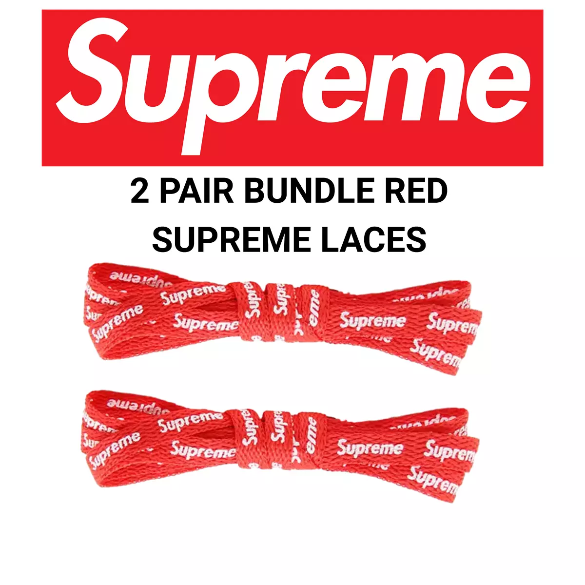 Lot de 2 paires de lacets rouges suprêmes AF1 Dunks Jordans 120 cm 47 po