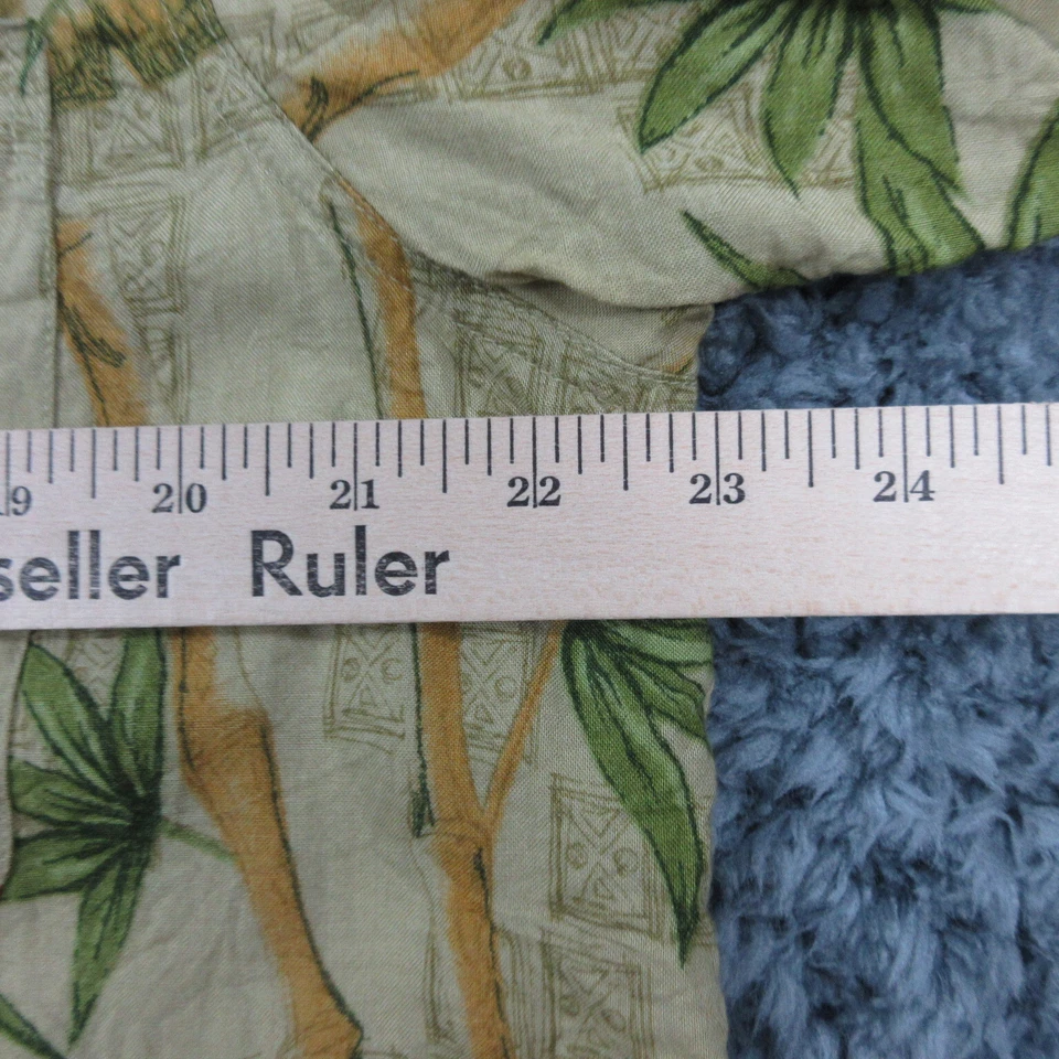 Vintage M.E. Camisa Deportiva Para Hombre Grande Beige Verde Floral Bambú Hawaiana Foto 4 de 4