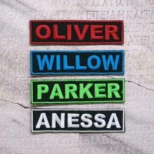 BEST SELLING 4X1 size Custom NAME TAG Embroidered "Iron on", FAST SHIPPING