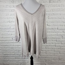 H by Halston Womens Sweatshirt 1X Plus Tunic 3/4 Sleeve Lightweight Gray Heather