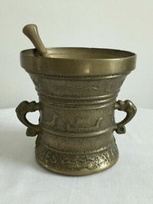Antiker Apotheken M&ouml;rser mit Pistil / St&ouml;&szlig;el "1611-ons ny 1595" Messing