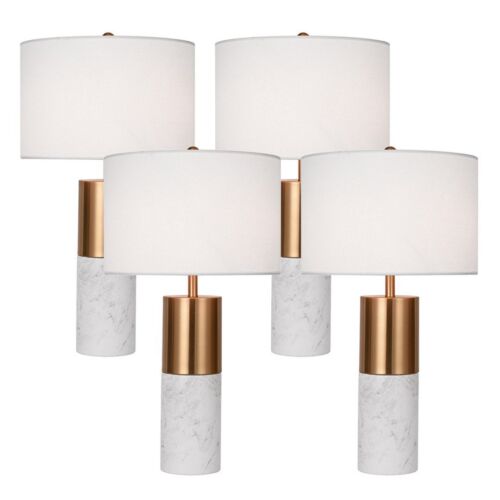 SOGA 4X 60cm White Marble Bedside Modern Desk Table Lamp Living Room Shade with