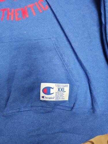 Rare Champion "1999 Authentic" Red And Royal Blue Hooded Sweatshirt 2XL Men's - Picture 2 of 6