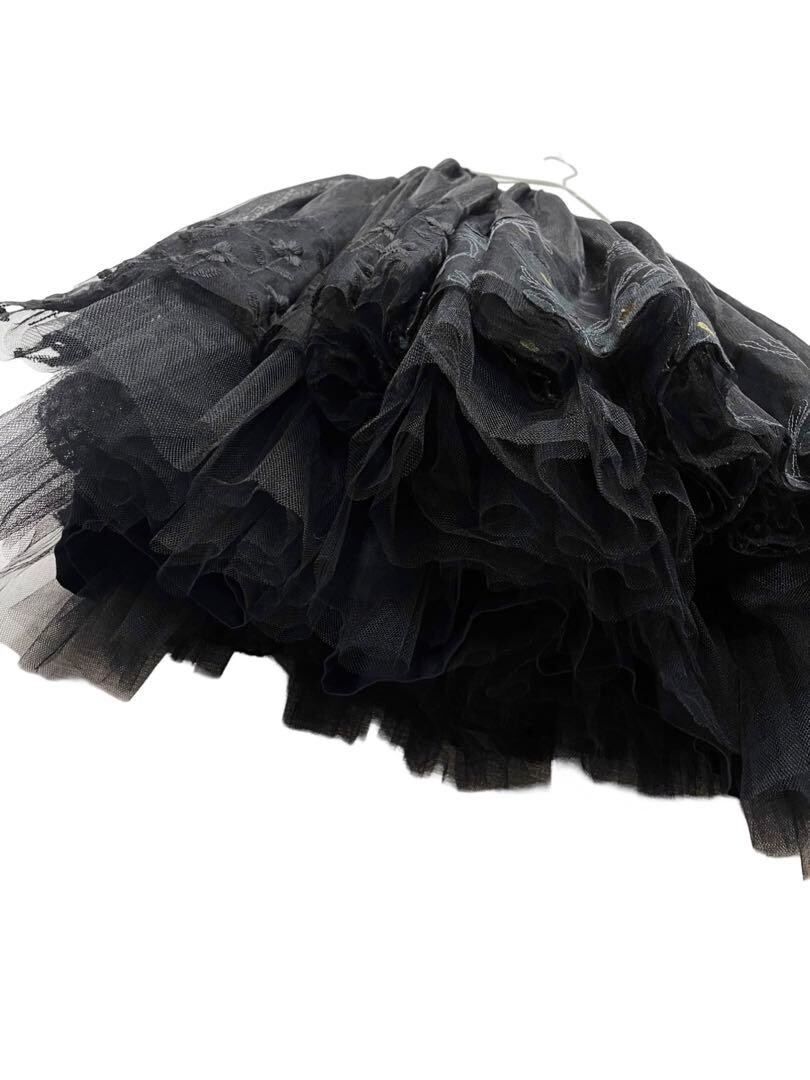 COMME des GARCONS Floral embroidery flared tulle skirt XS