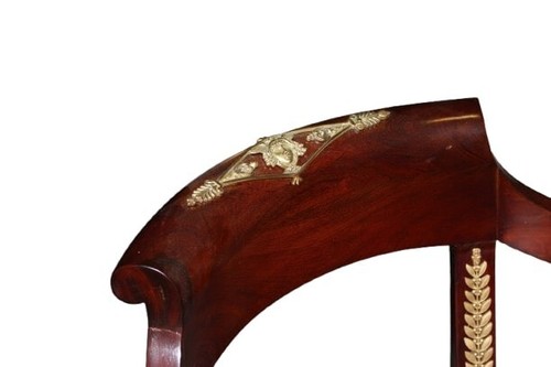 Poltrona Francese Stile Impero da Scrivania del 1800 in mogano con bronzi - Foto 4 di 4