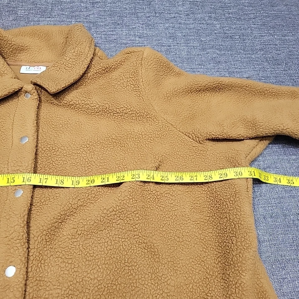 Chaqueta Denim Co Sherpa unida con vellón frontal a presión Petite 3XP talla grande camel Foto 2 de 4