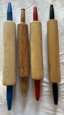 Lot of 4 Vintage Wood Rolling Pins Farmhouse Primitive Kitchen Cottage Décor
