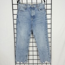 free people We The Free Distressed Jeans Womens 28 Blue High Rise Button Fly