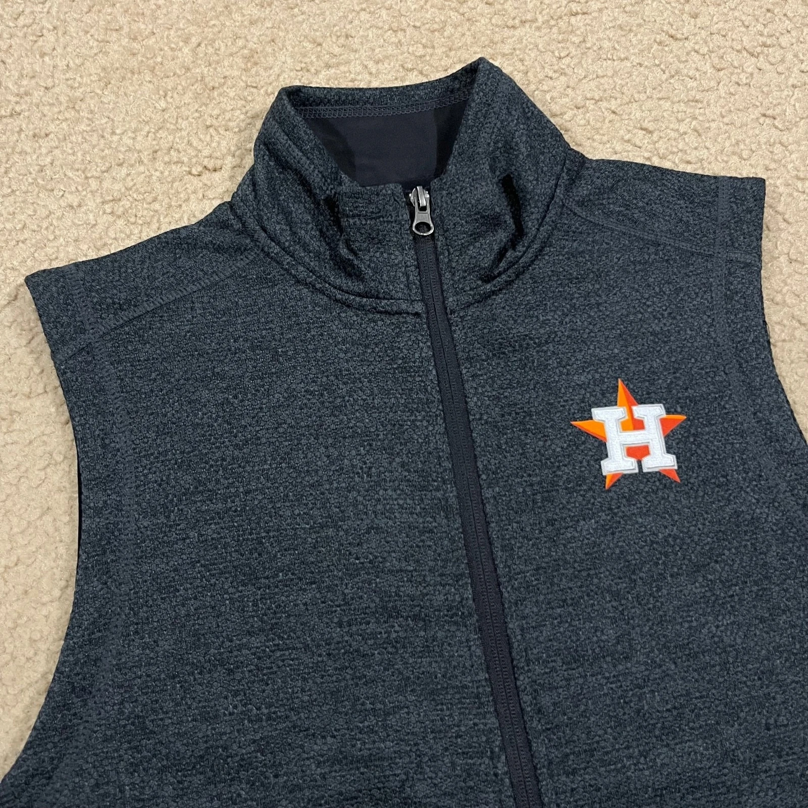 Houston Astros Mens Antigua Full Zip Sweater Vest Gray Size Medium image 2