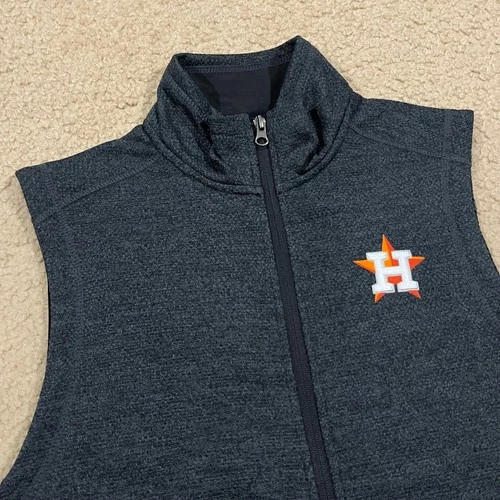 Houston Astros Mens Antigua Full Zip Sweater Vest Gray Size Medium image 2
