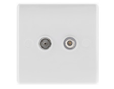 Image of Nexus 2 Gang TV FM Coax Satellite Socket Diplex Wall Plate White Set Face Plates