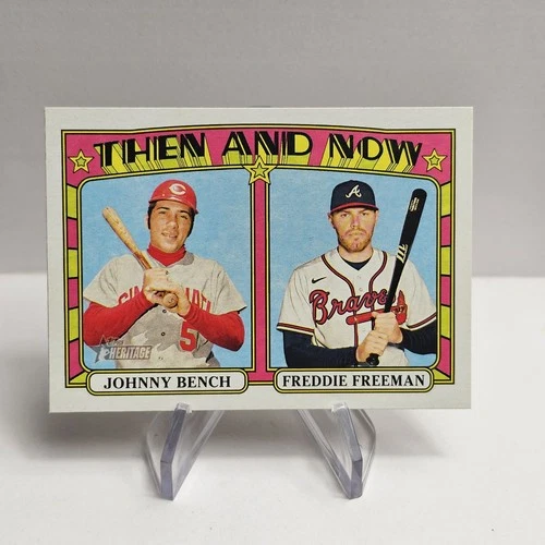 Johnny Bench Freddie Freeman 2021 Topps Heritage #TN-7 Then and Now