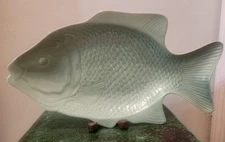Vintage 16" Green Fish Ceramic Serving Platter