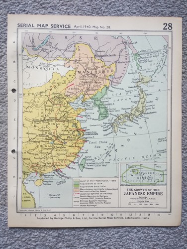 Growth of the Japanese Empire - 1940 Vintage WW2 Serial Map Service Map