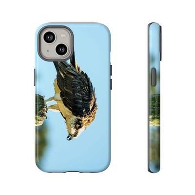 Osprey on a post - Phone Case   Osprey on Sky Blue Background
