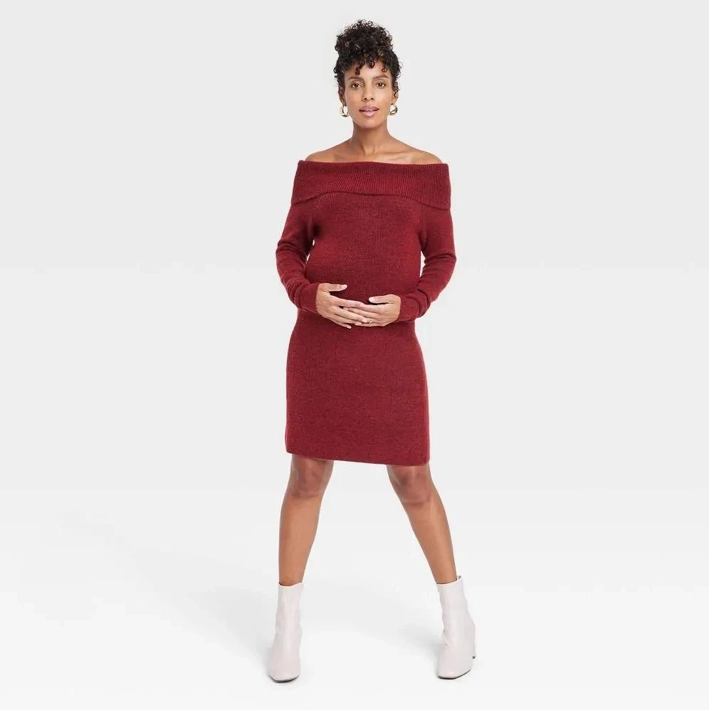 Knee Length Solid Maternity Off the Shoulder Dresses for Women for sale |  eBay