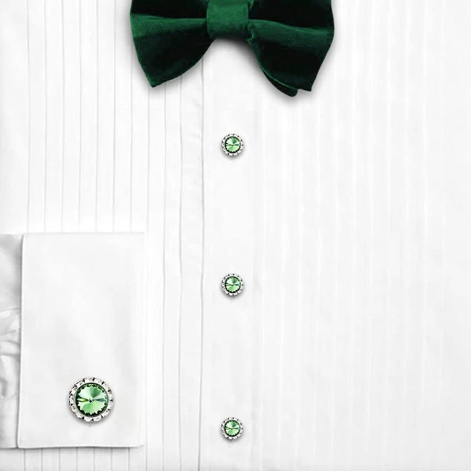 Gemelos de Cristal y Esmoquin Tachuelas para Hombre, Gemelos Trajes para Camisa Formal Dr Foto 4 de 4