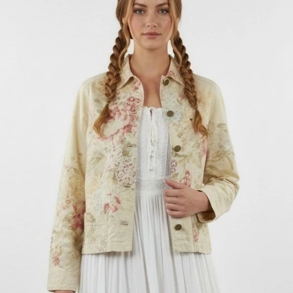 Chaqueta de Granero Lauren Ralph Lauren Floral Crema Neutra Tareas Cottagecore Mediana Foto 3 de 4