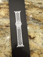 SELLADO Y GENUINO Apple Watch Nike Correa Deportiva 45mm Platino Puro Negro ¡Nuevo!