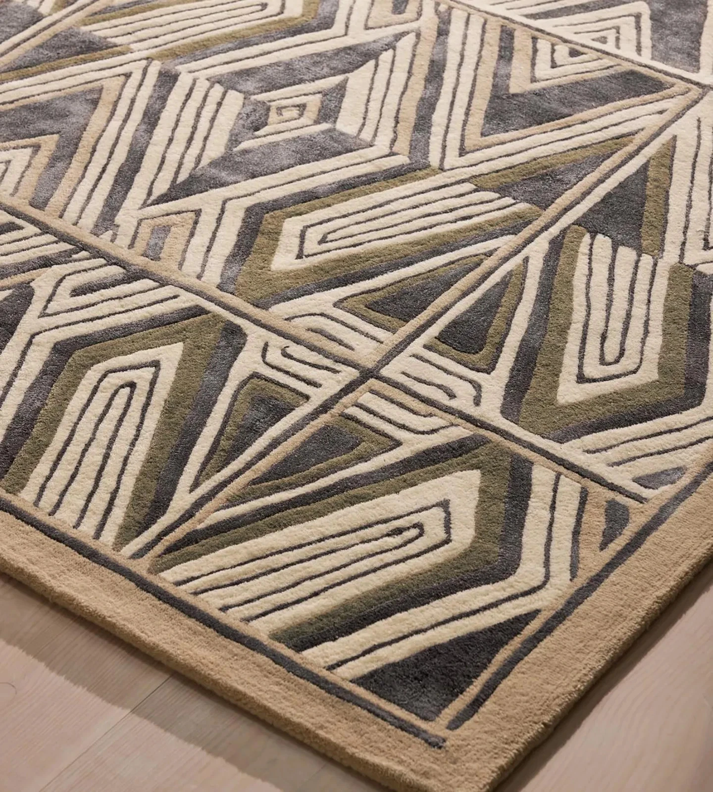Handmade Geometric Wool Area Rug Modern Hand Tufted Carpet for living room decor