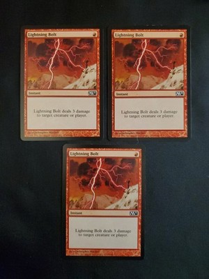 3x Lightning Bolt Core Set 2011 M11 NM Magic The Gathering MTG Tcg See Pics 