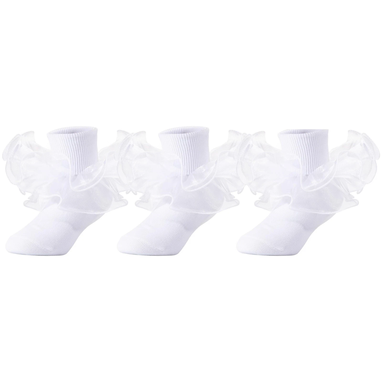 Girls Double Lace Socks Turn Cuff Big Ruffle Infant Toddler Kids Cotton
Opens in a new window or tab