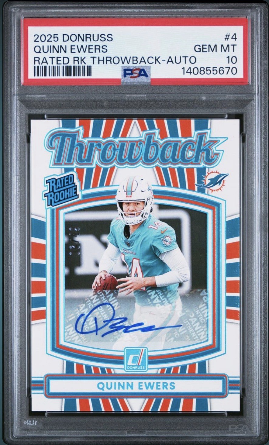 Quinn Ewers Panini Donruss Rated Rookies Throwback #4 Autograph