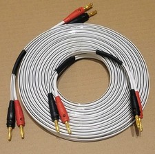 2x Speaker Cables With Gold Plated Banana Plugs Both Ends. 2.5mm Thick 5m Long 