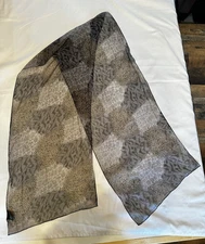 VTG All Silk Scarf CEJON Black & Brown Animal Print Design 13”x 64” Korea L@@K