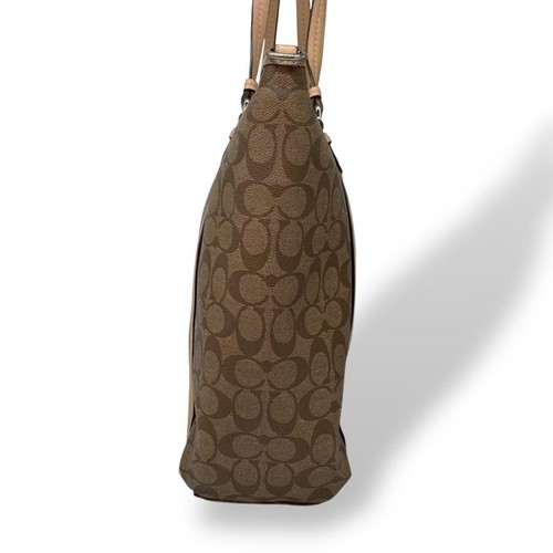 Coach Extra Large Tote Bag Signature Large Capacity Charm PVC Brown Authentic - Picture 8 of 20