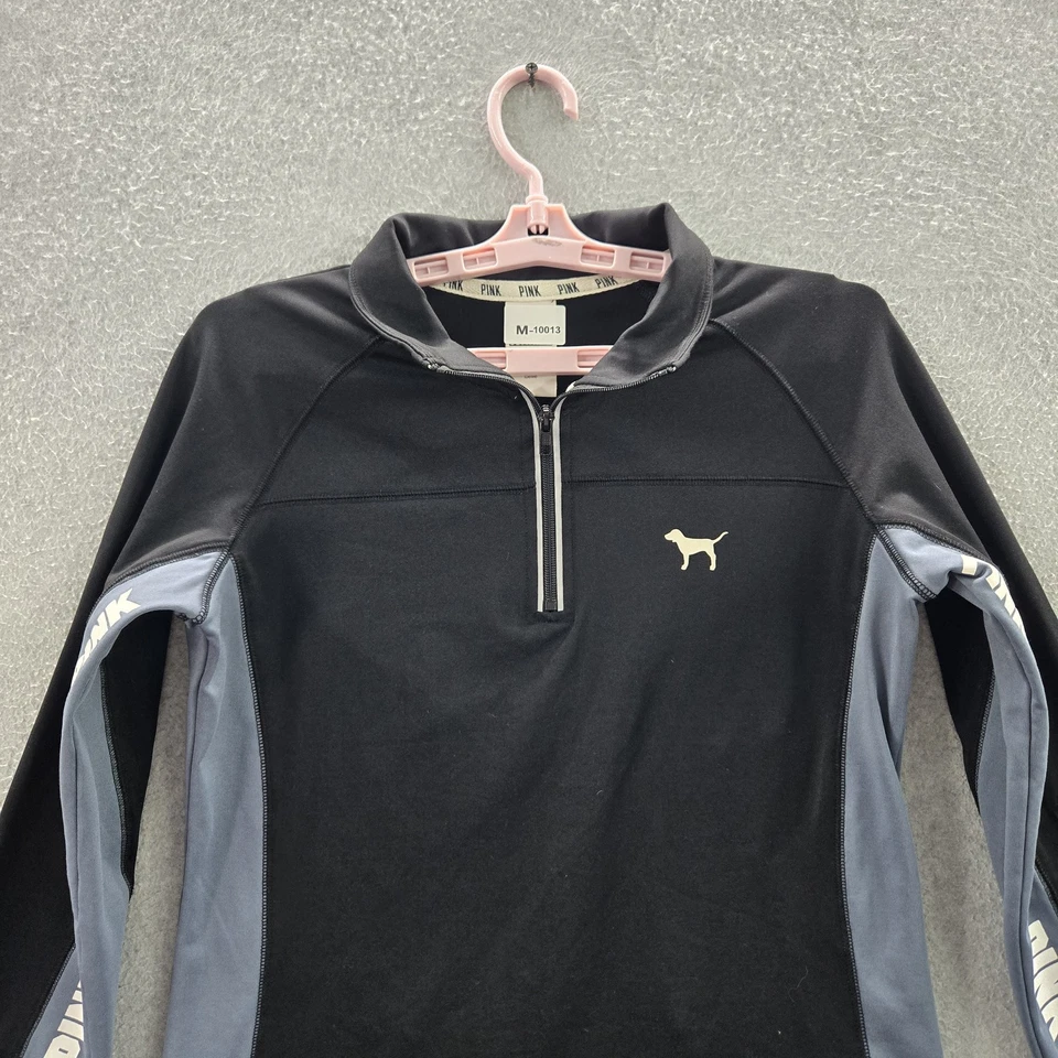 Victoria's Secret PINK Women Sweatshirt M Black Dog Ultimate Varsity Campus - Image 3 of 4