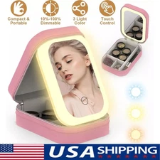 Travel Makeup Bag with LED Mirror Lighted Make up Case Waterproof Cosmetic Bag.
