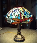 Vintage Dale Tiffany Dragonfly Shade Table Lamp – 21” Tall x 14” W Shade