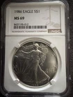 1986 1 oz Silver American Eagle (Brilliant Uncirculated) NGC