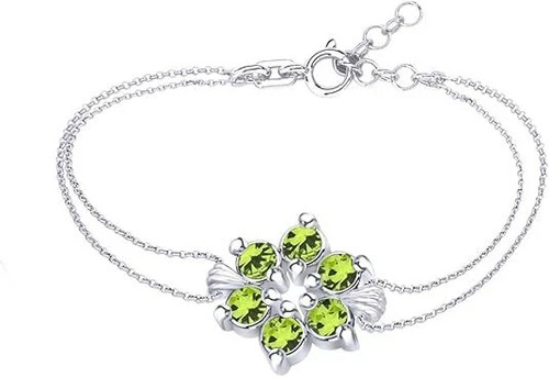 Women's Flower Chain Bracelet 5 CT Round Simulated Ruby 14k White Gold Plated - Picture 3 of 7