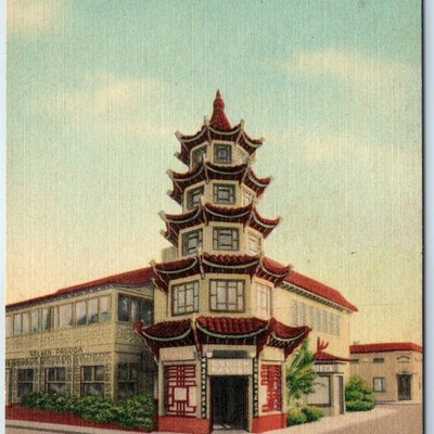 c1940s Los Angeles, CA Golden Pagoda Restaurant Postcard Chinatown California