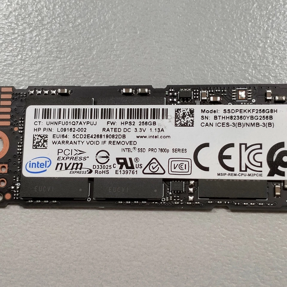 Intel SSDPEKKF256G8H 256GB M.2 2280 PCIe NVMe TLC SSD L09162-002 915929-001 - Image 2 of 4