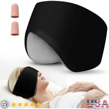 2 in 1 Sleep Eye Mask W/ Ear Plugs Adjustable Comfortable Blackout Travel Set US