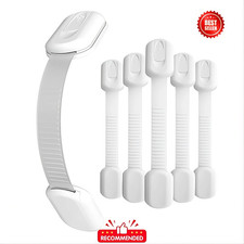 Child Safety Cabinet Locks Adjustable Baby Proof 5 Pack No Drill 3M Adhesive