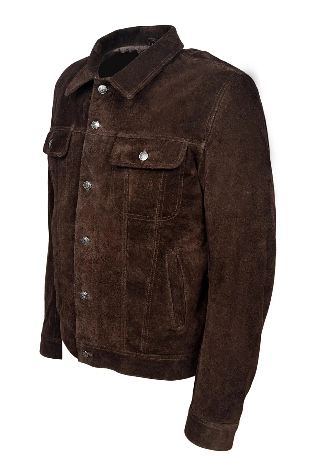 Men's TRUCKER Suede Leather Jacket Western Classic Denim Style Shirt Jacket 1280 - product detail image 4