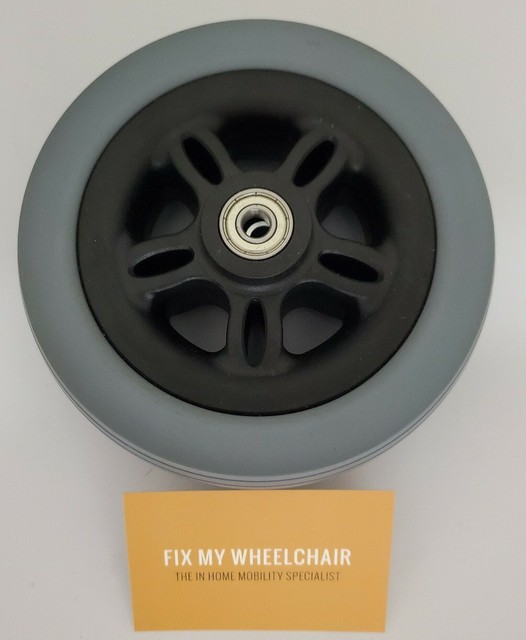 New Merits Power Wheelchair 6x2 Caster Wheel Black Rim Grey Tire