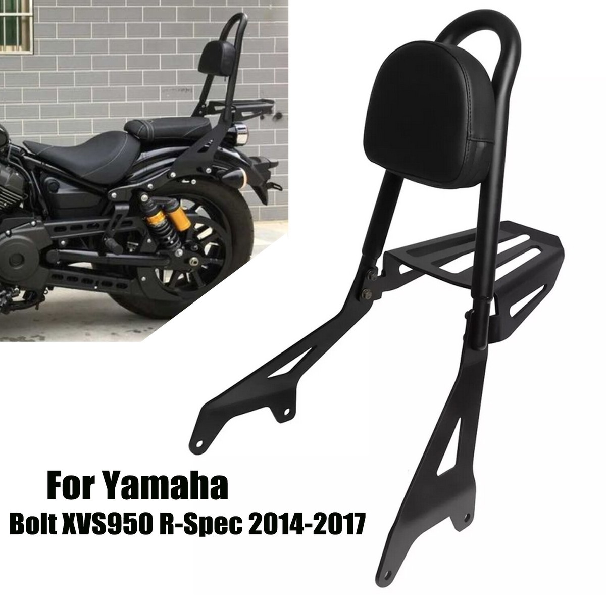 Passenger Backrest Sissy Bar w/ Luggage Rack For Yamaha Bolt