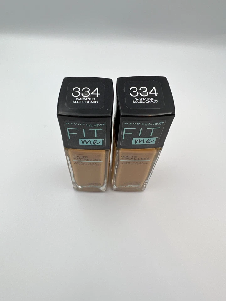 PACK de 2 bases Maybelline Fit Me mate + tono sin poros 334 cálido sol 1 oz Foto 2 de 4