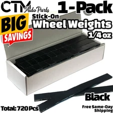 Tire Balancing Wheel Weights Stick-On Adhesive 1/4 oz Black BIG BOX 720 ct.