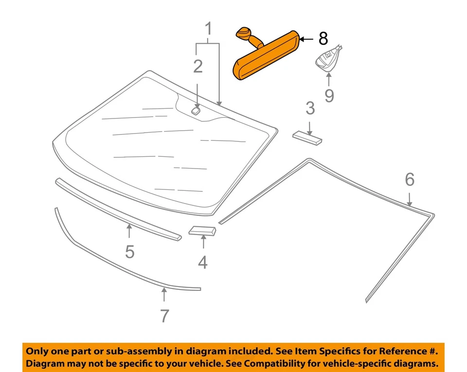Used Front Center Interior Rear View Mirror fits: 2015 Mitsubishi Lancer Front C — 第 3/4 张图片