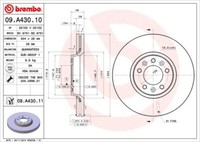 2X Brembo 09.A430.11 Bremsscheibe FüR CitroËN Passend FüR Fiat Peugeot