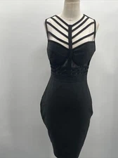 A.Peach Women's Black Beautiful Nasty Gal Cage Bandage Bodycon Mini Dress Size L