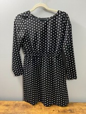 J.Crew Women's Long Sleeve Polka Dot Print Dress Size 0 Black & White