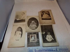 6 Antique/Vtg  Photos of Babies B&W 3x4 mostly One 1x1 on card-others postcards