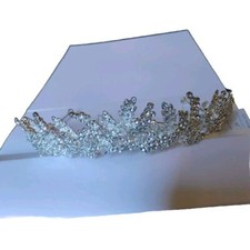 Silver Tone Crystal Tiara Wedding Crown Bridal Hair Accessory